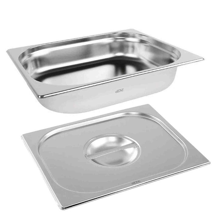 Gastronorm & Lid 1/2 Half Stainless Steel Bain Marie Food Container Pan 65mm