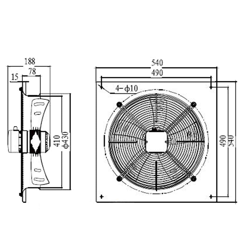 400mm Industrial Ventilation Metal Fan Axial Commercial Air Extractor Exhaust