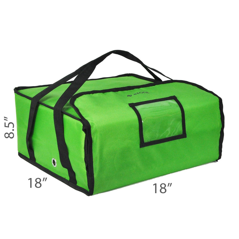 Commercial Pizza Delivery Bag 18x18x8.5" Holds 4x16" Pizza Boxes Fully Insulated Green