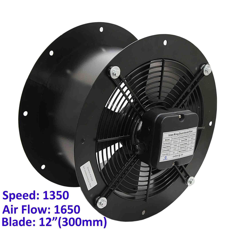 Industrial Cased Extractor Fan 12" Duct Commercial Ventilation +Speed Controller