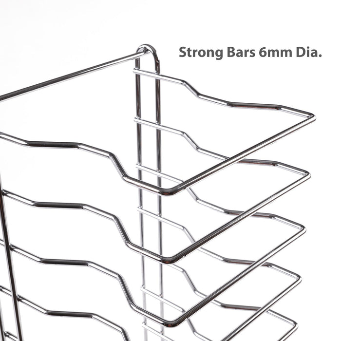 Pizza Pan Rack 11-Slot Shelf Stand for Stacking Deep Pans Trays Screen Separator