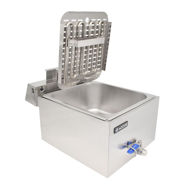 eZone Commercial Electric Fryer Single Tank 7Ltr 3kW 13A UK Plug Countertop Heavy Duty Stainless Steel with Oil Drain Ideal for Restaurants Takeaways