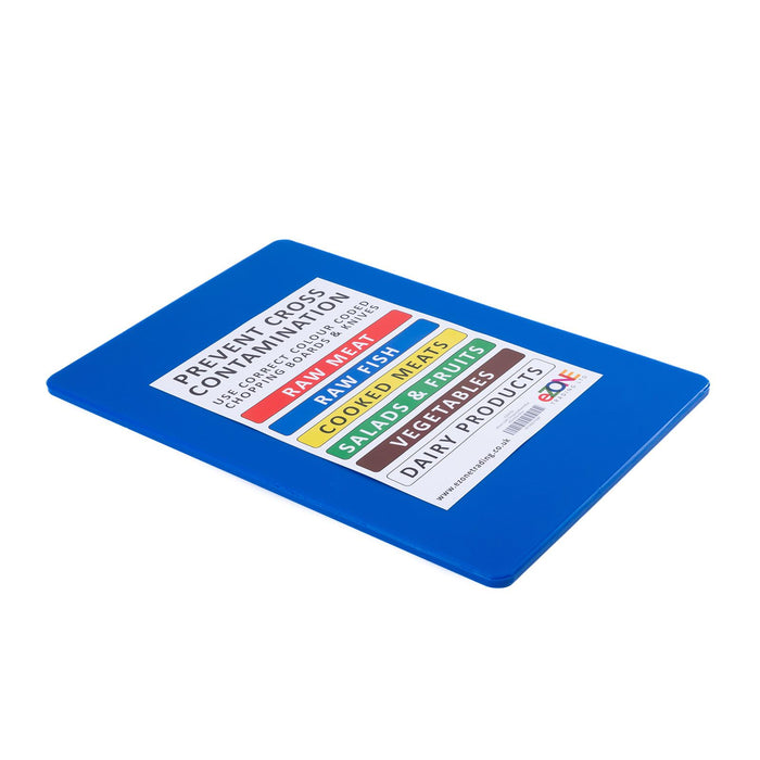 eZone Blue Chopping Board 450x300x10mm for Raw Fish & Seafood Preparation