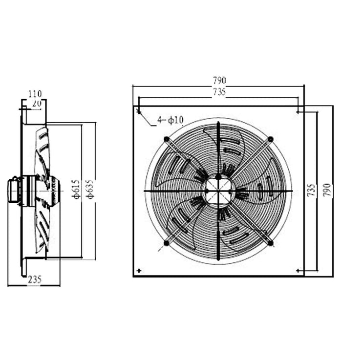 Industrial Wall Mounted Extractor Fan 24" Commercial Ventilation +Speed Control