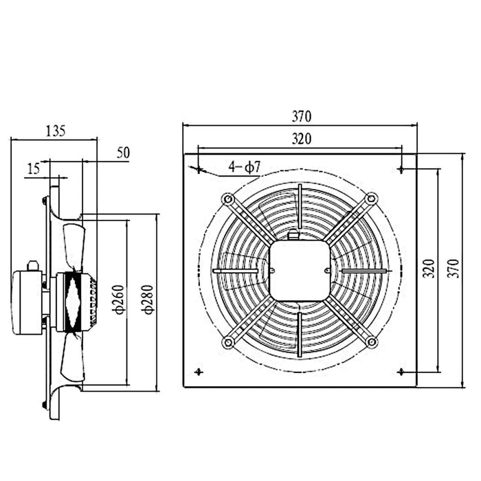 250mm Industrial Ventilation Metal Fan Axial Commercial Air Extractor Exhaust