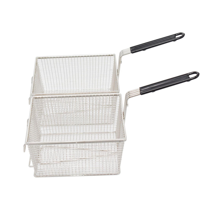 eZone Commercial Electric Fryer Single Tank 2x5Ltr 2x3kW 2x13A UK Plug Countertop Heavy Duty Stainless Steel Ideal for Restaurants Takeaways