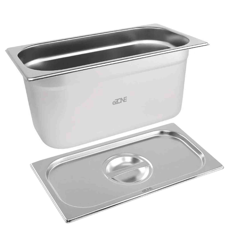 Gastronorm & Lid 1/3 Third Stainless Steel Bain Marie Food Container Pan 150mm