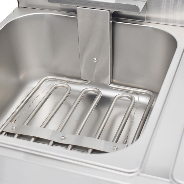 eZone Commercial Electric Fryer Single Tank 2x7Ltr 2x3kW 2x13A UK Plug Countertop Heavy Duty Stainless Steel with Oil Drain Ideal for Restaurants Takeaways