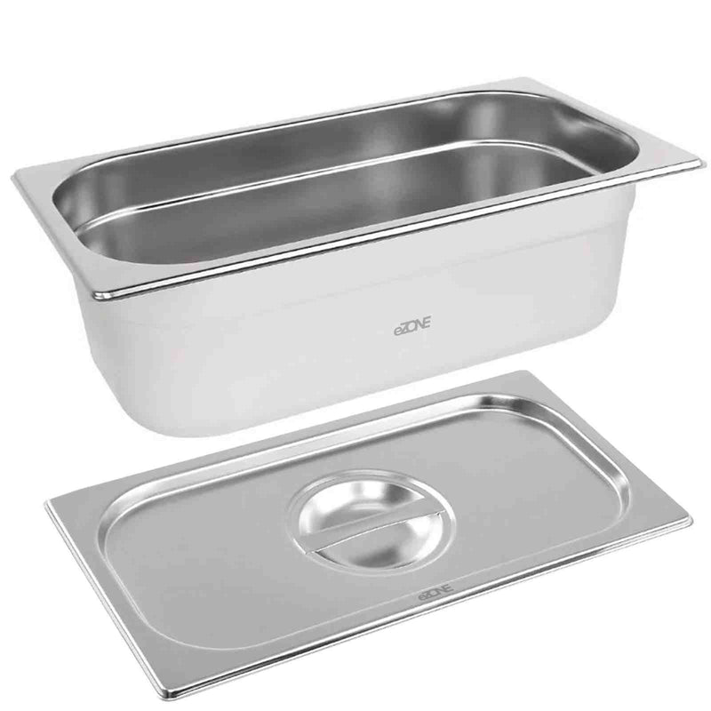 Gastronorm & Lid 1/3 Third Stainless Steel Bain Marie Food Container Pan 100mm