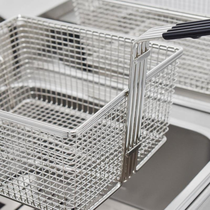 eZone Commercial Electric Fryer Single Tank 2x5Ltr 2x3kW 2x13A UK Plug Countertop Heavy Duty Stainless Steel Ideal for Restaurants Takeaways