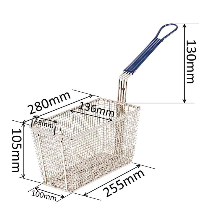 2 Frying Basket for Commercial Fryer Takeaway Restaurant Chip Fish 280x136x105mm