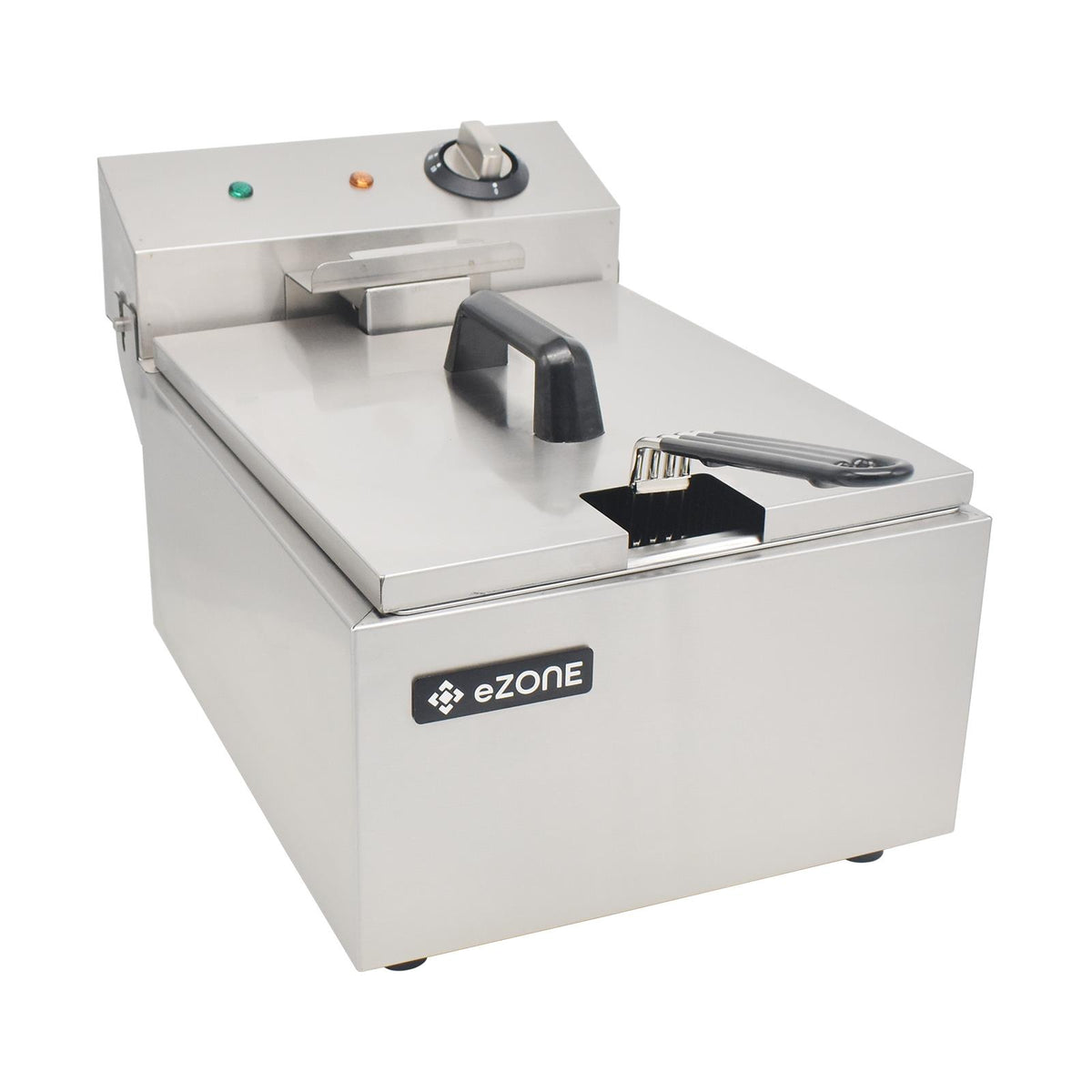 EZone Commercial Electric Fryer – Single Tank, 3kW, 230V – Stainless Steel Catering Equipment EZ01451