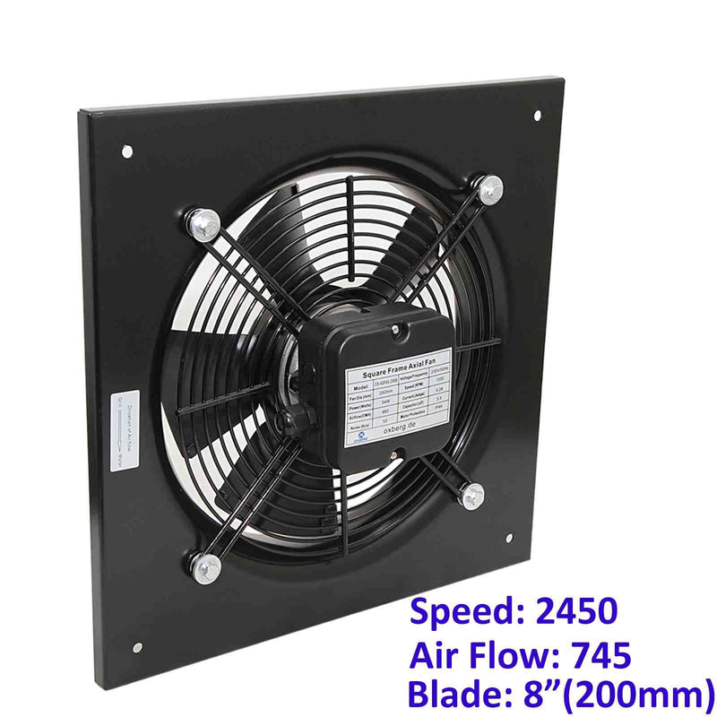 200mm Industrial Ventilation Metal Fan Axial Commercial Air Extractor Exhaust