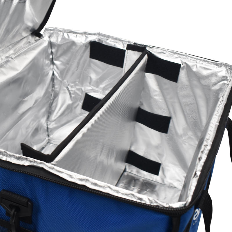 eZone Heavy Duty Insulated Food Delivery Bag 14x14x12” Blue with Hot Cold Divider Zipper Suitable for Takeaway Restaurants Pizza Indian Kebabs Chinese