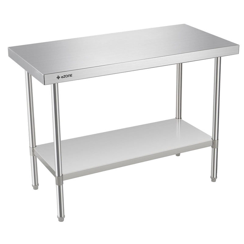 eZone Commercial Stainless Steel Kitchen Food Prep Table 1200x600x900mm +Castors