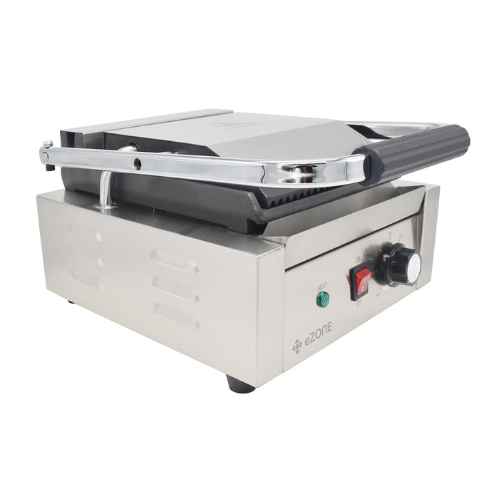 eZone Commercial Single Contact Grill Panini Maker Ribbed/Flat