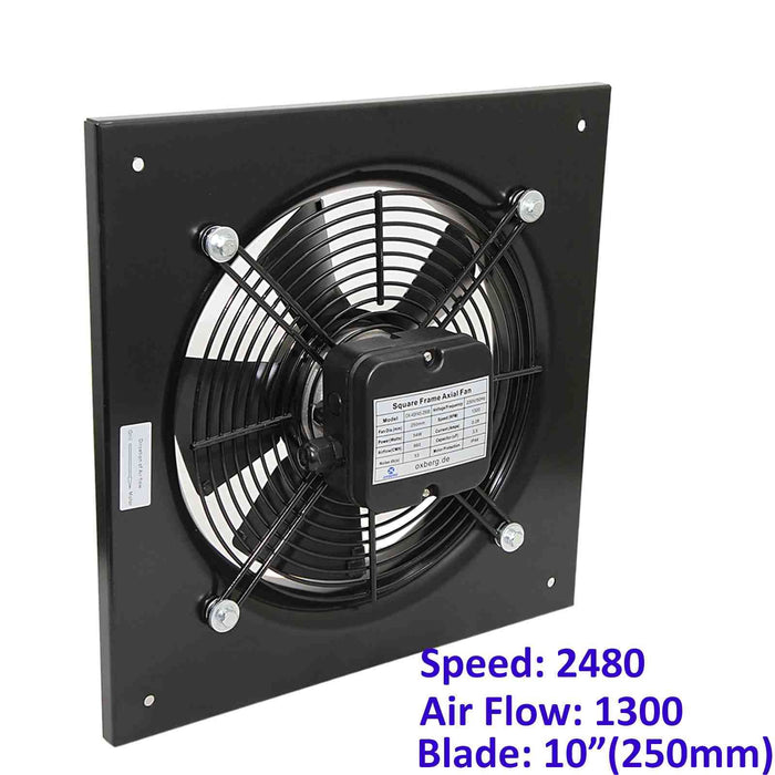 250mm Industrial Ventilation Metal Fan Axial Commercial Air Extractor Exhaust