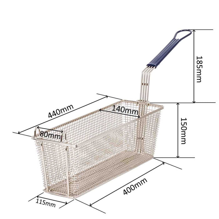 Heavy Duty Large Frying Basket 440x140x150mm for Commercial Deep Fat Fryers