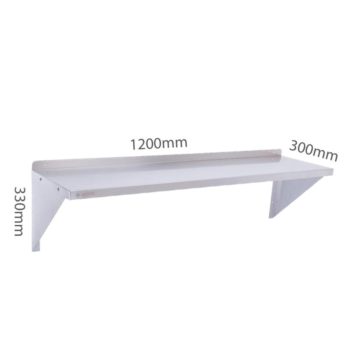Stainless Steel Wall Shelf 1200x300mm Commercial Catering Kitchen Storage