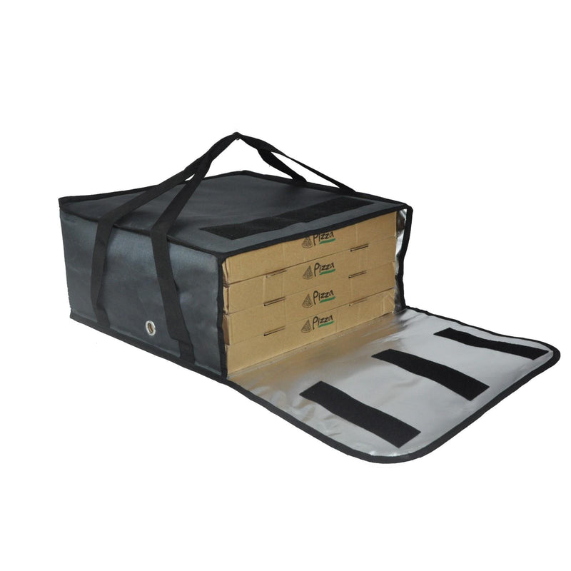 Commercial Pizza Delivery Bag 18x18x8.5" Insulated Holds 4x16" Pizza Boxes Grey