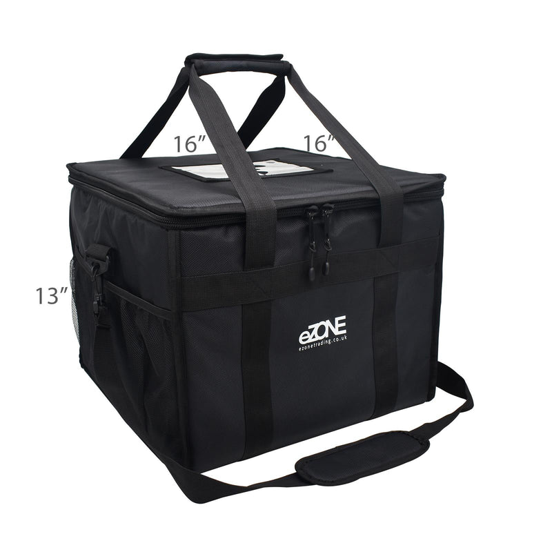 eZone Heavy Duty Insulated Food Delivery Bag 16x16x13” with Hot Cold Divider Zipper Suitable for Takeaway Restaurants Pizza Indian Kebabs Chinese
