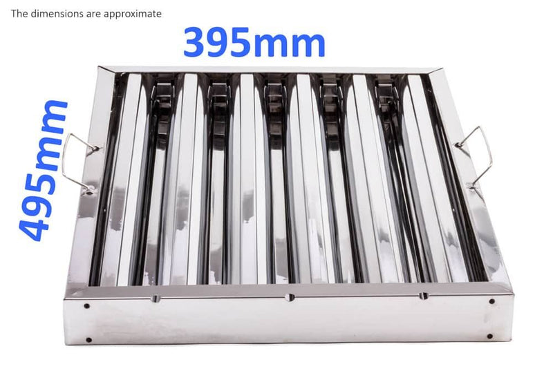 Canopy Grease Baffle Filter Stainless Steel Kitchen Extraction Hood 495x395mm