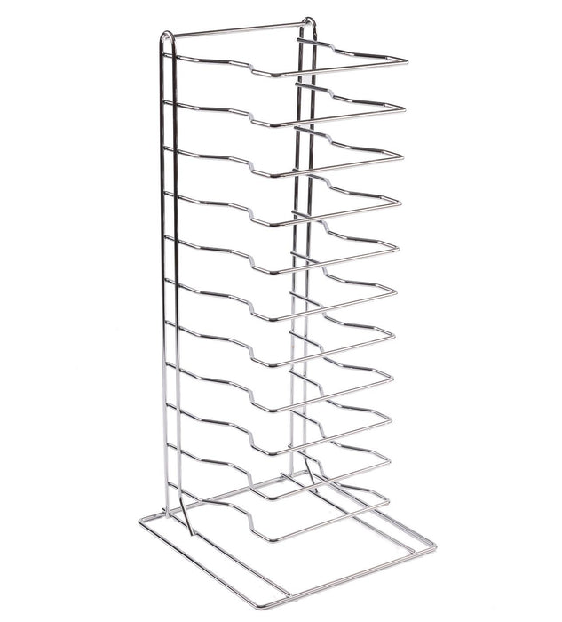 Pizza Pan Rack 11-Slot Shelf Stand for Stacking Deep Pans Trays Screen Separator