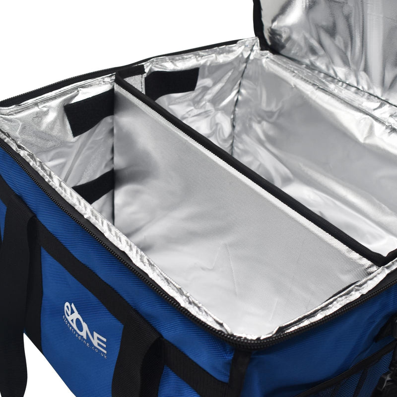 eZone Heavy Duty Insulated Food Delivery Bag 18x18x14” Blue with Hot Cold Divider Zipper Suitable for Takeaway Restaurants Pizza Indian Kebabs Chinese