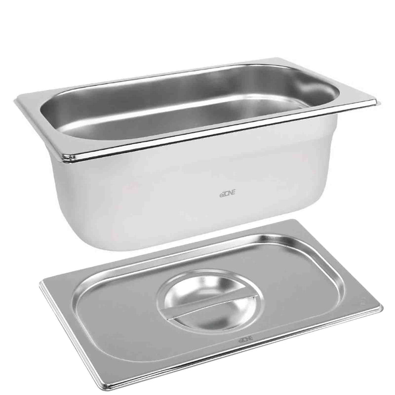 Gastronorm & Lid 1/4 Quarter Stainless Steel Bain Marie Food Container Pan 100mm