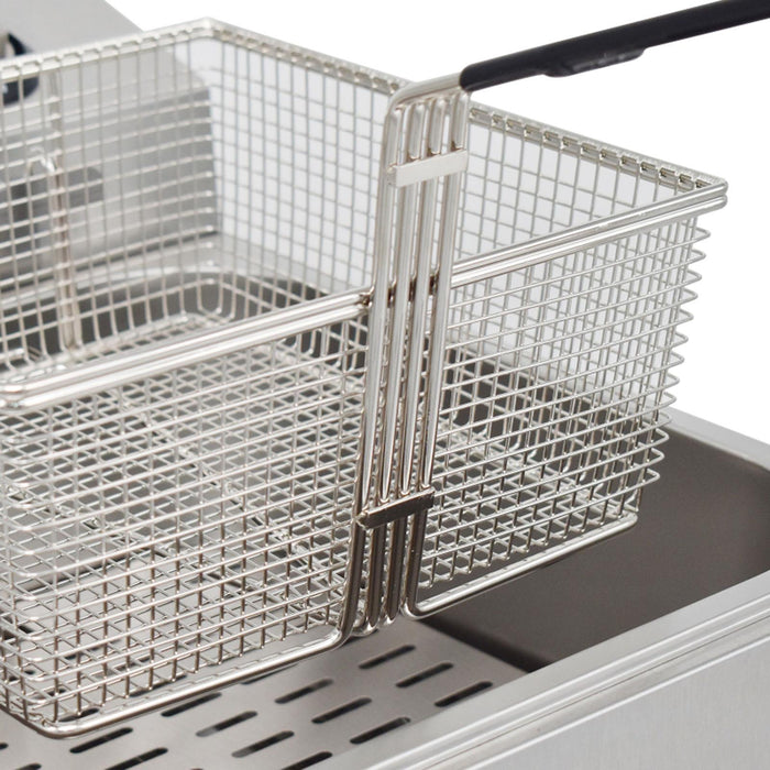 eZone Commercial Electric Fryer Single Tank 7Ltr 3kW 13A UK Plug Countertop Heavy Duty Stainless Steel with Oil Drain Ideal for Restaurants Takeaways