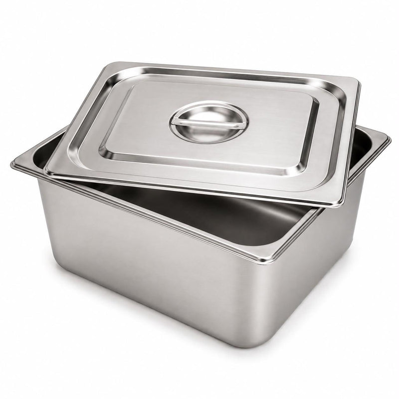 Stainless Steel 2/3 Gastronorm Pan/Tray with Lid 150mm Deep Food GN Container