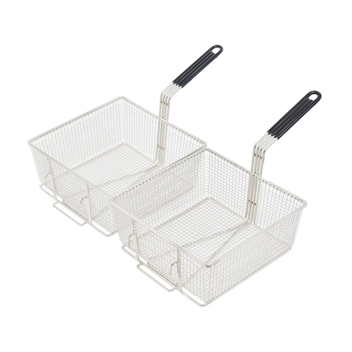 eZone Commercial Electric Fryer Single Tank 2x7Ltr 2x3kW 2x13A UK Plug Countertop Heavy Duty Stainless Steel with Oil Drain Ideal for Restaurants Takeaways