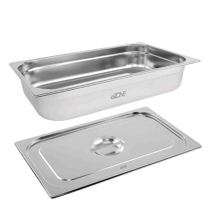 Gastronorm & Lid 1/1 Size Stainless Steel Bain Marie Food Container Pan 100mm