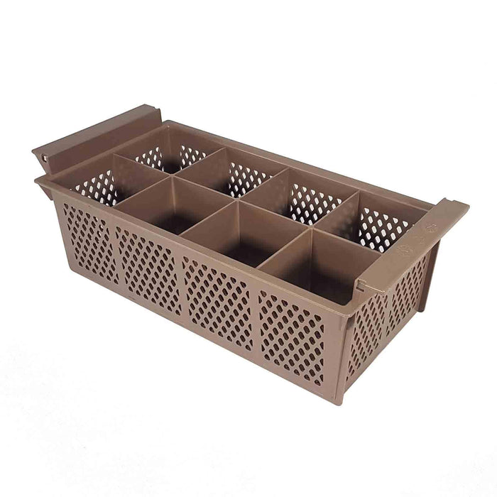 Cutlery Holder Plastic Basket Eight Compartment for Commercial Dishwasher BROWN