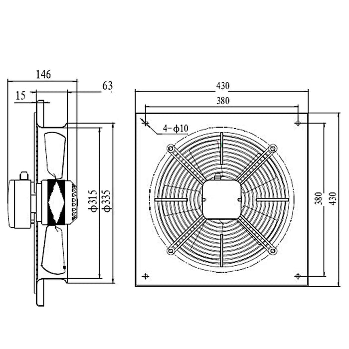 300mm Industrial Ventilation Metal Fan Axial Commercial Air Extractor Quiet