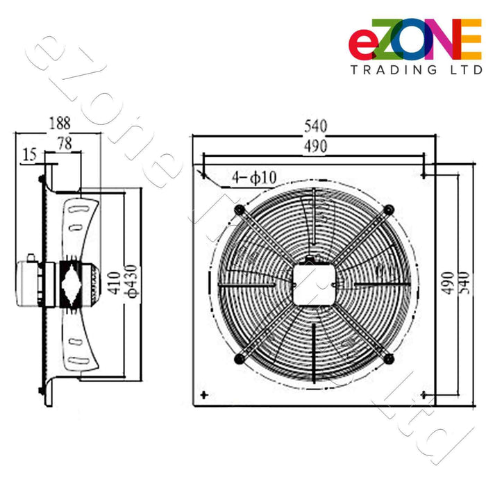 Metal air extractor exhaust fan. 400mm Blade size in our Catering supplies department