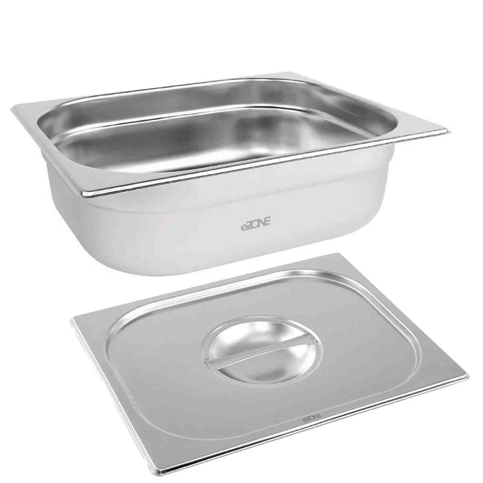 Gastronorm & Lid 1/2 Half Stainless Steel Bain Marie Food Container Pan 100mm