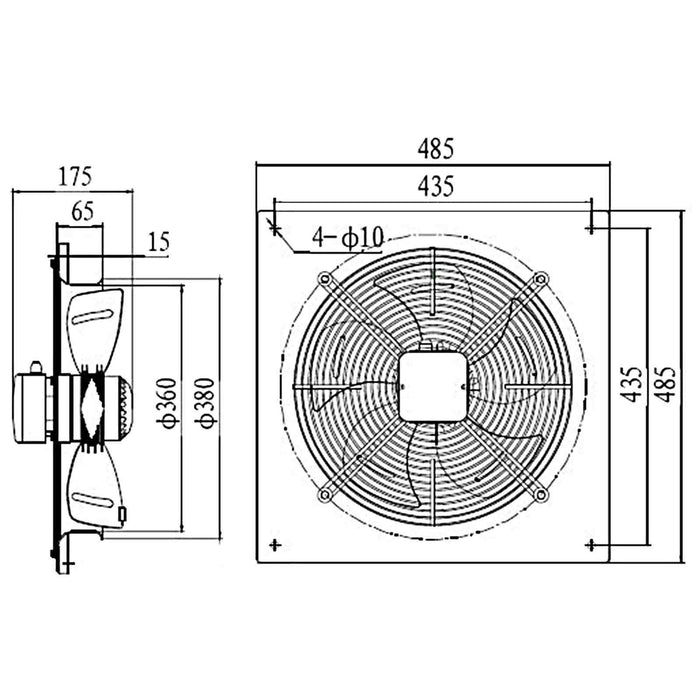 350mm Industrial Ventilation Metal Fan Axial Commercial Air Extractor Exhaust