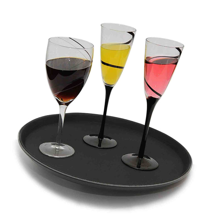 Non-Slip Round FibersglassTray Bar Pub Café Waiter Serving Dinner Drinks Food Platter Size 280mm (11")