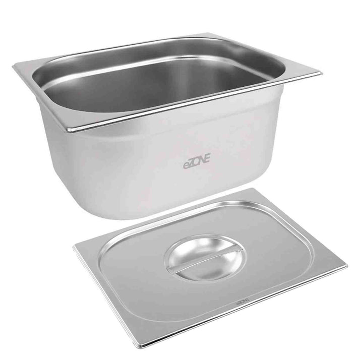 Gastronorm & Lid 1/2 Half Stainless Steel Bain Marie Food Container Pan 150mm