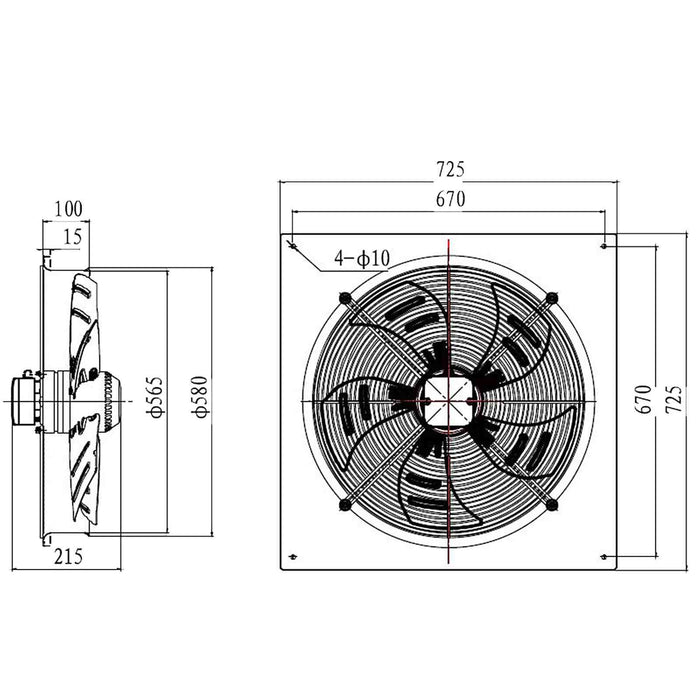 550mm Industrial Ventilation Metal Fan Axial Commercial Air Extractor Exhaust