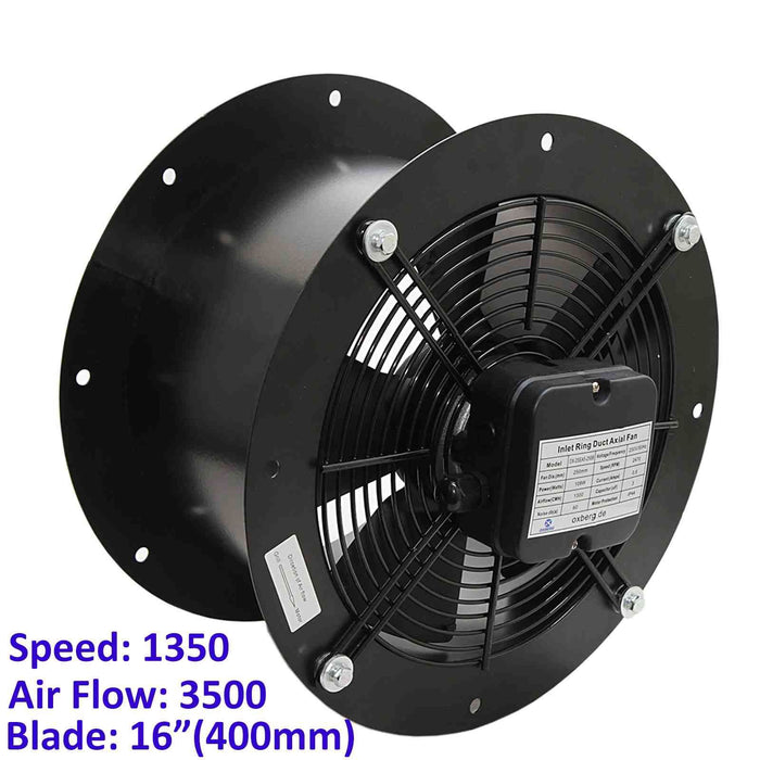 400mm Industrial Duct Fan Cased Axial Commercial Kitchen Canopy Extractor