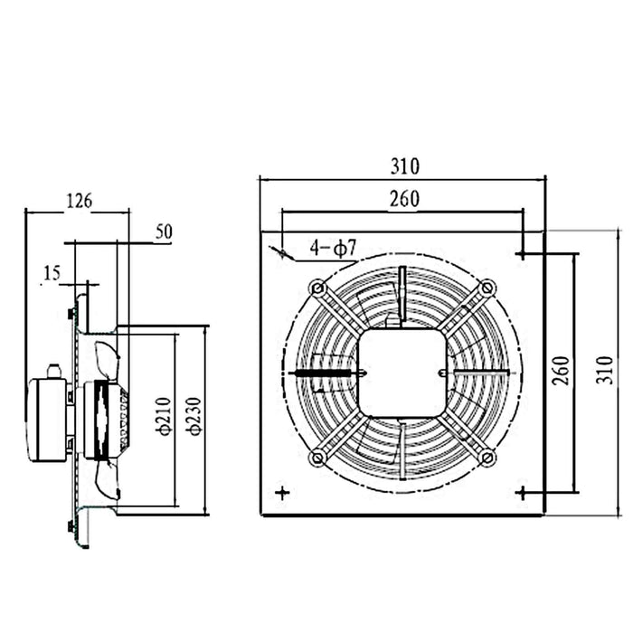 200mm Industrial Ventilation Metal Fan Axial Commercial Air Extractor Exhaust