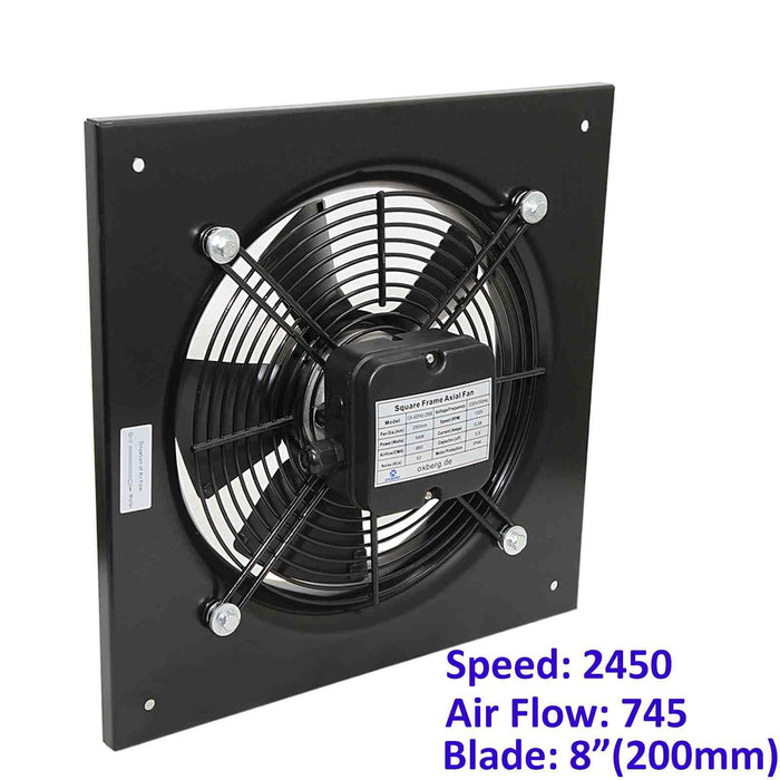 Industrial Wall Mounted Extractor Fan 8" Commercial Ventilation +Speed Control
