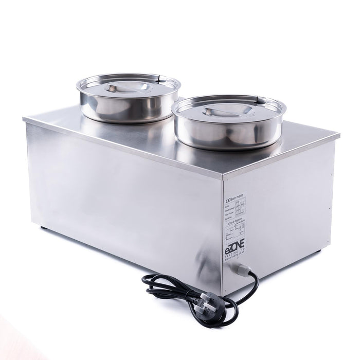 eZone Electric Bain Marie Two Round Pot Catering Soup Sauce Food Wet Warmer